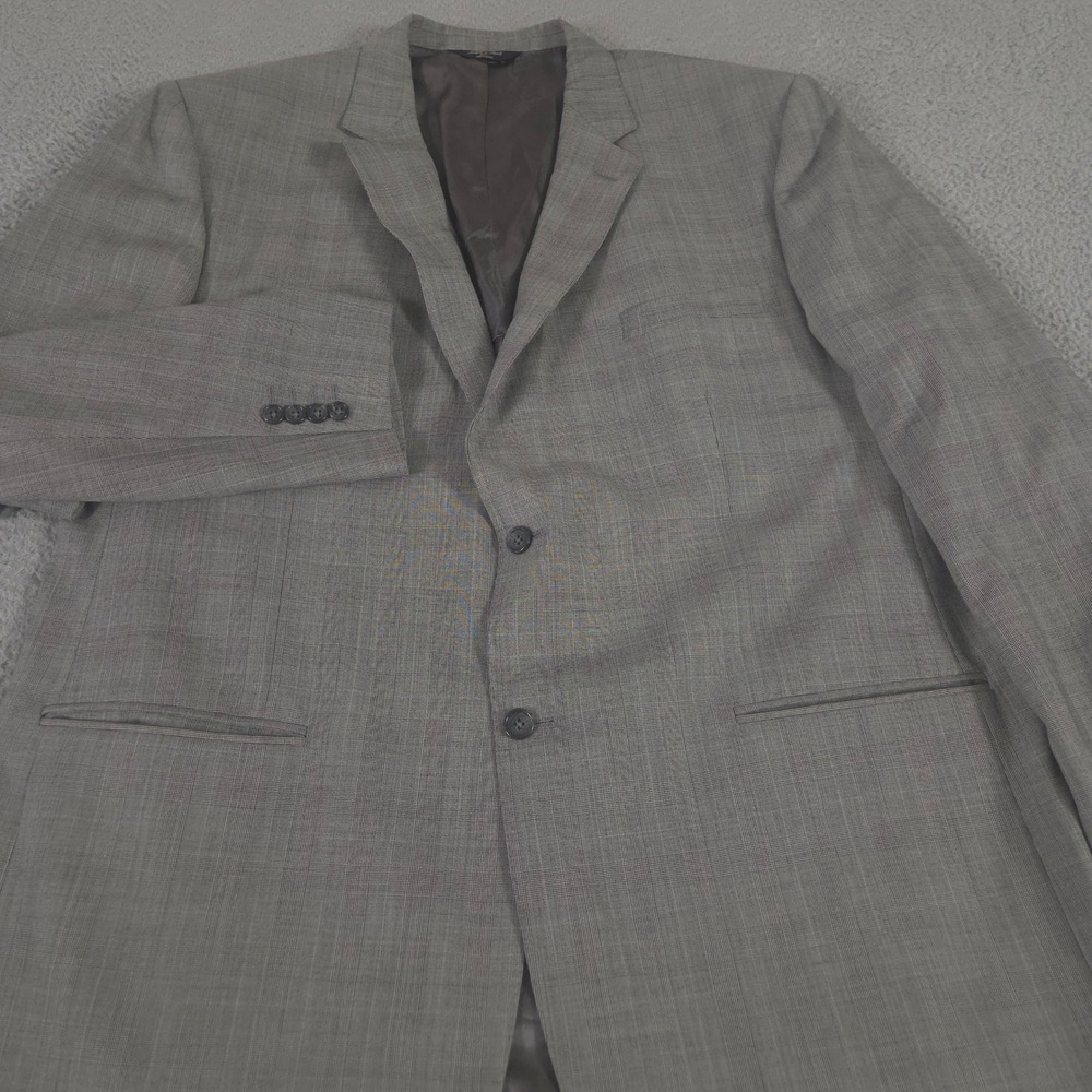 Joseph & Feiss Blazer Mens 50 Long Gray Gold Plaid 100% Wool 2-Button Sport Coat